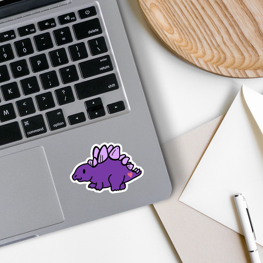 Cute Purple Dinosaur Sticker on computer.