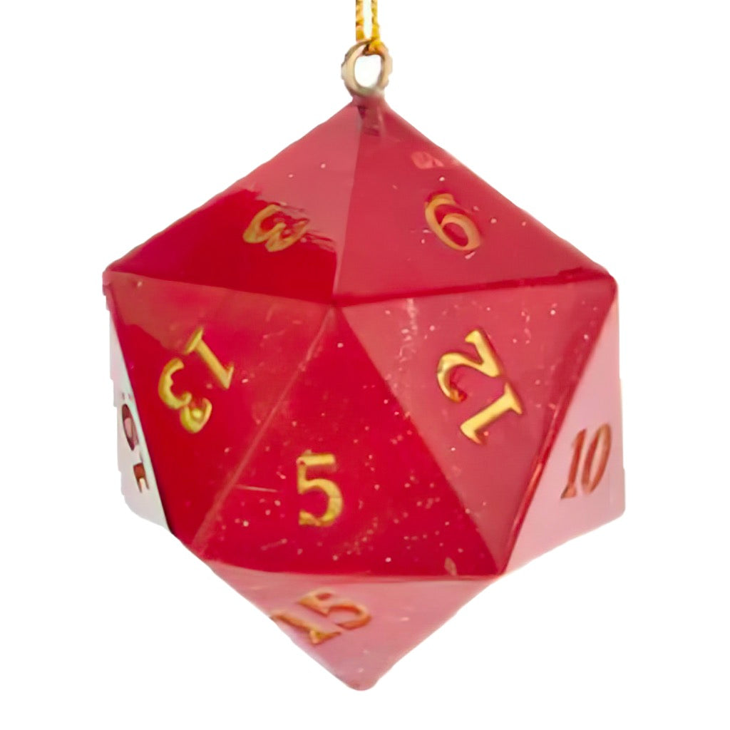 D20 Dice Ornament - dark red.