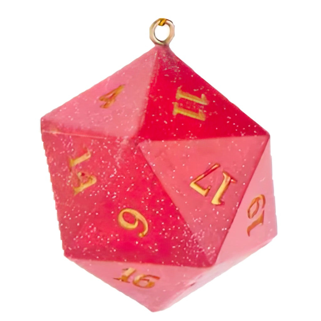 D20 Dice Ornament - light red.