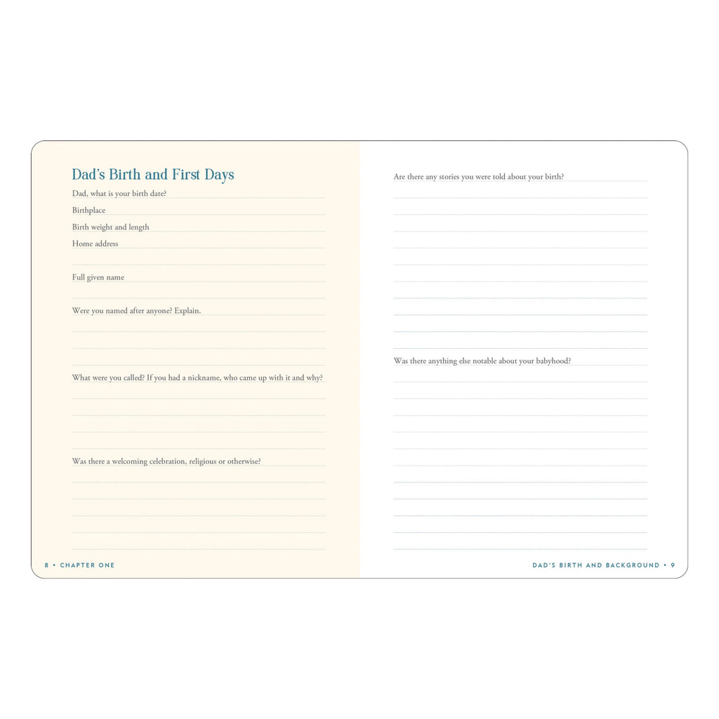 Dad's Story Keepsake Memory Journal - sample spread 1.