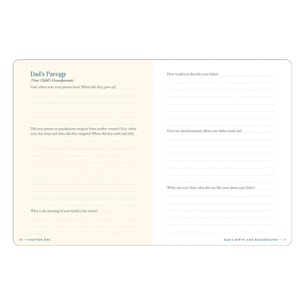 Dad's Story Keepsake Memory Journal - sample spread 2.