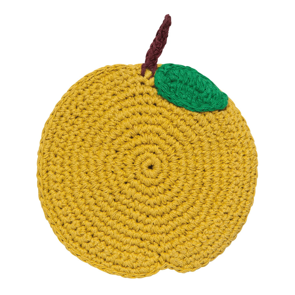 Dark Yellow Fruit Crochet Coaster.