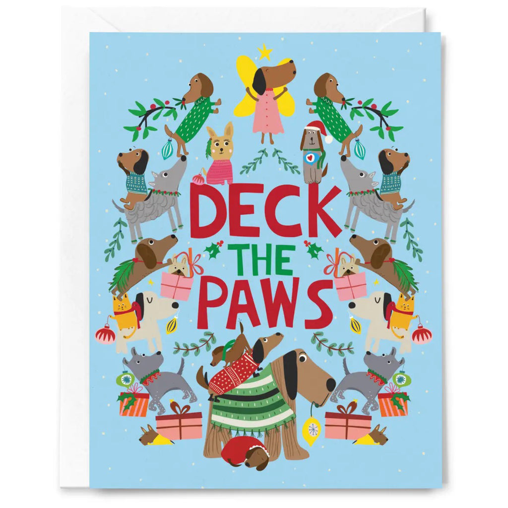 Deck the Paws Dogs Christmas Card.