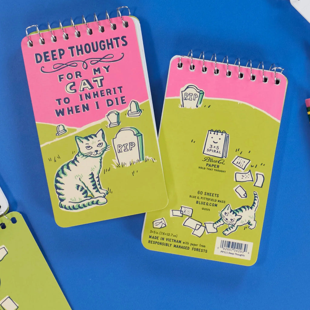 Deep Thoughts Spiral Notebook on table.