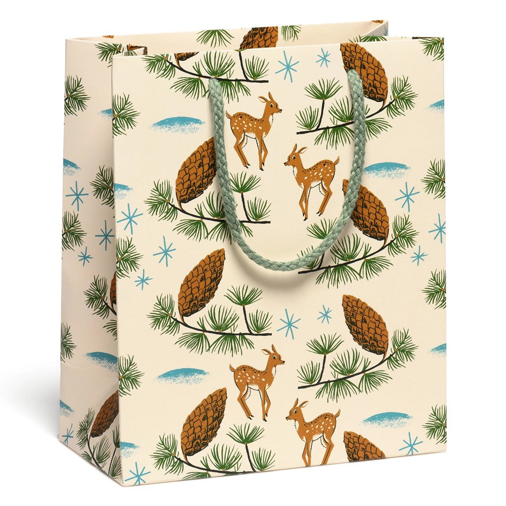 Deer And Pine Cones Medium Gift Bag.