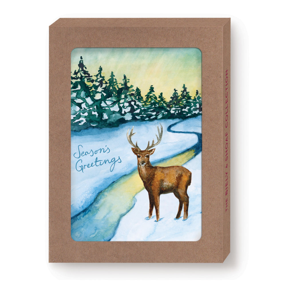 Deer Winter Landscape Boxed Holiday Cards.