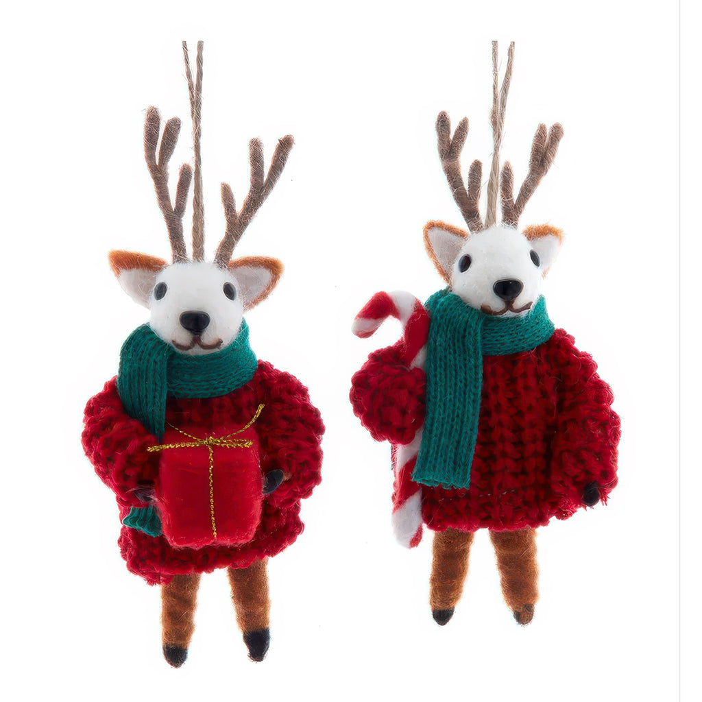 Deer With Scarf & Sweater Ornament.