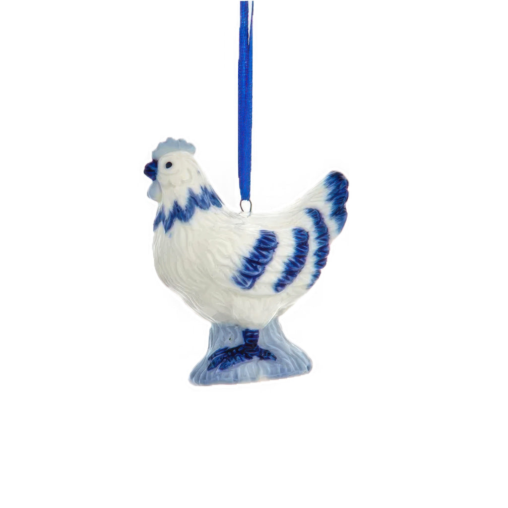 Delft Blue Chicken Ornament 2.