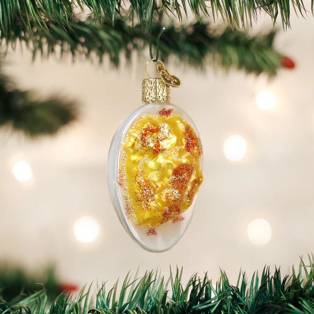 Deviled Egg Ornament in tree.