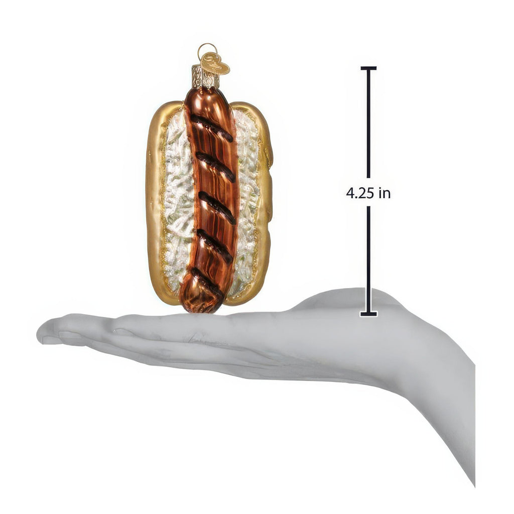 Dimensions of Bratwurst Sandwich Ornament.