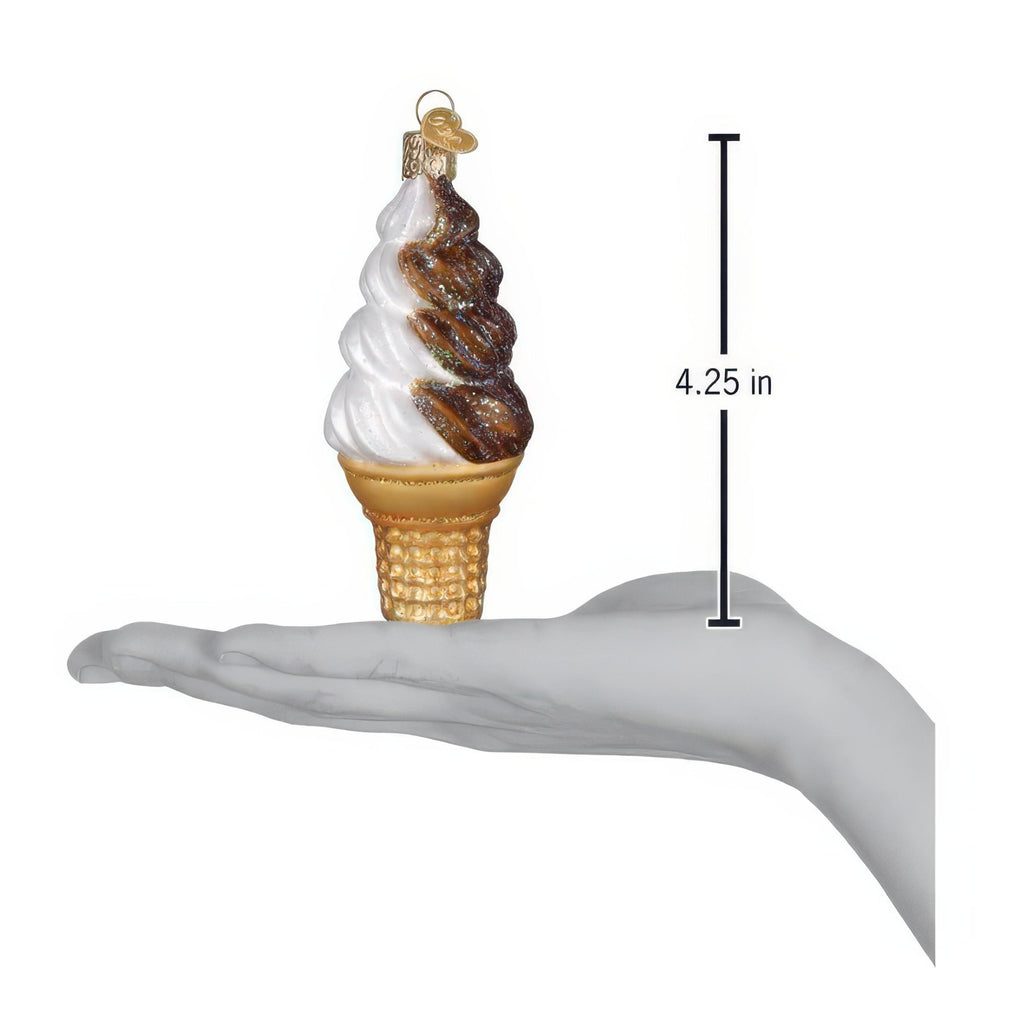 Dimensions of Chocolate Swirl Soft Serve Ornament.