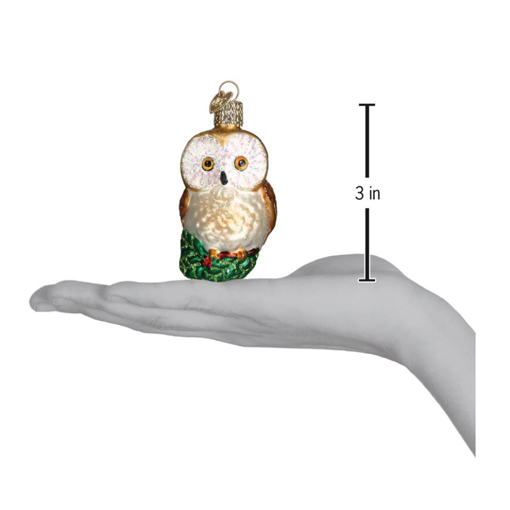 Dimensions of Christmas Owl Ornament.