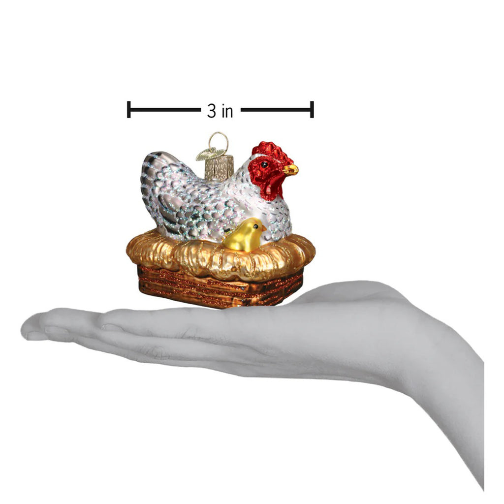 Dimensions of Hen On Nest Ornament.