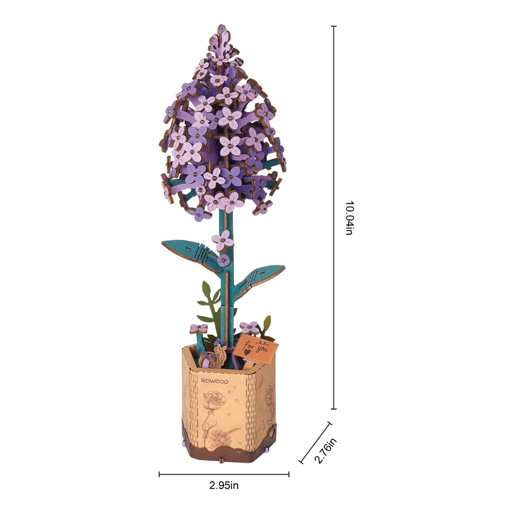 Dimensions of Lilac 3D Wooden Flower Puzzle.