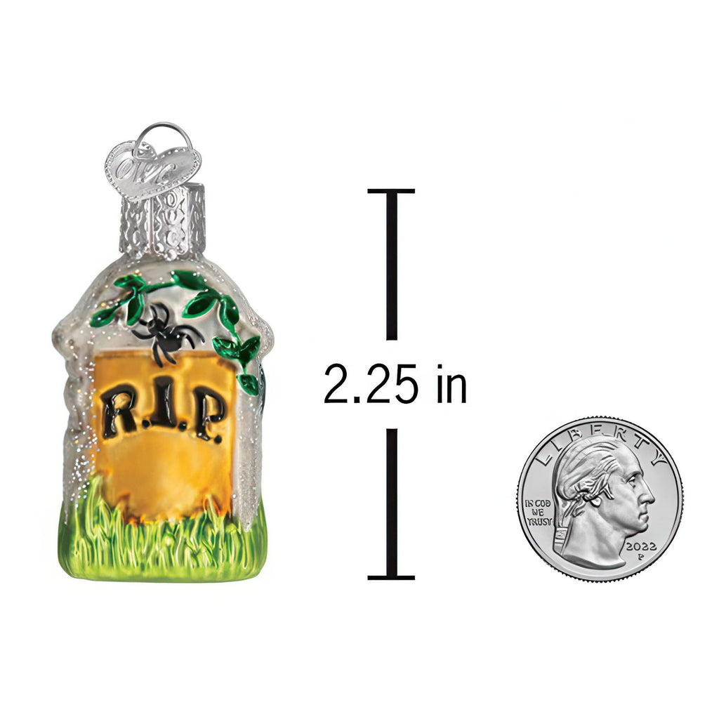 Dimensions of Mini Tombstone Ornament.