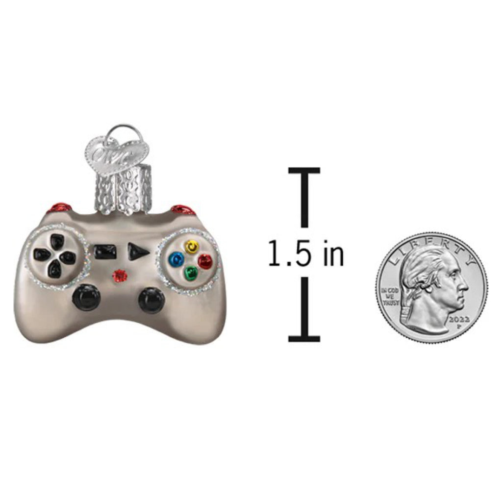 Dimensions of Mini Video Game Controller Ornament.