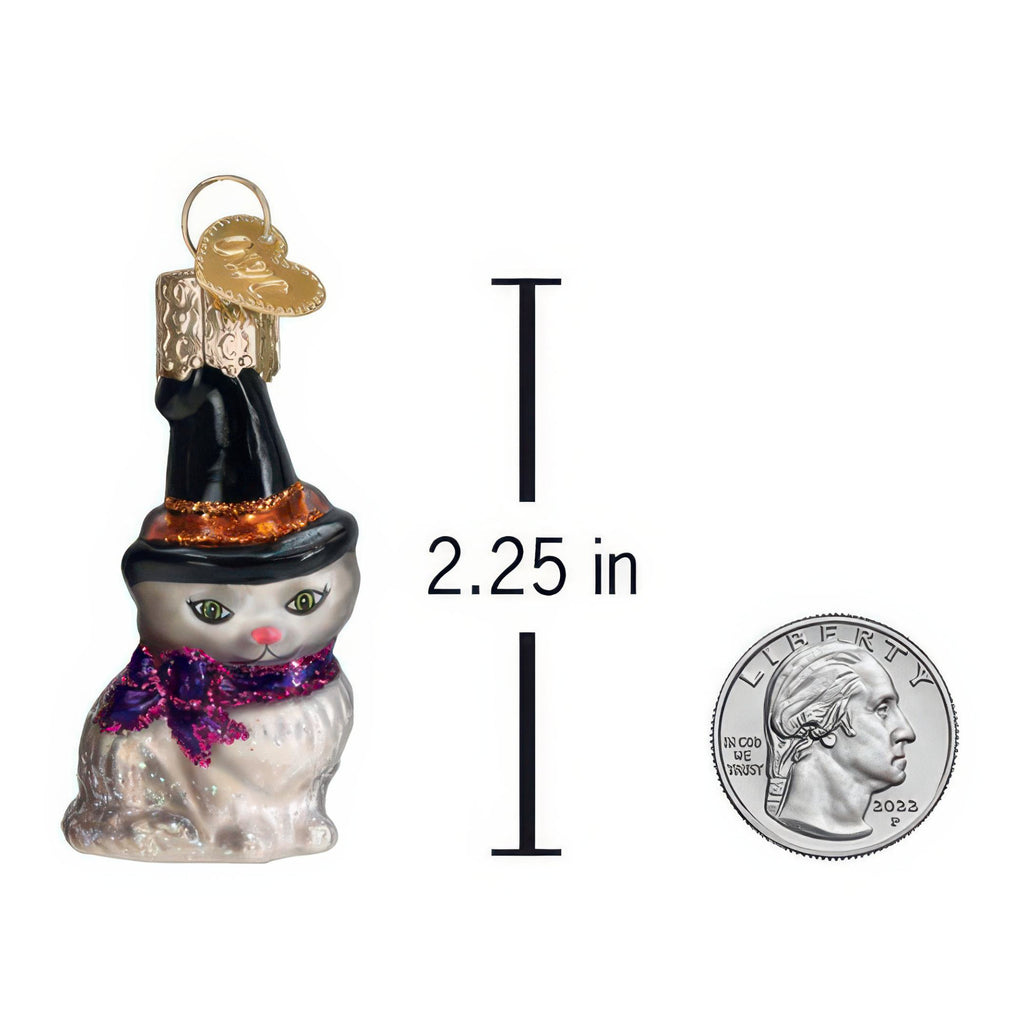 Dimensions of Mini Witch Cat Ornament.