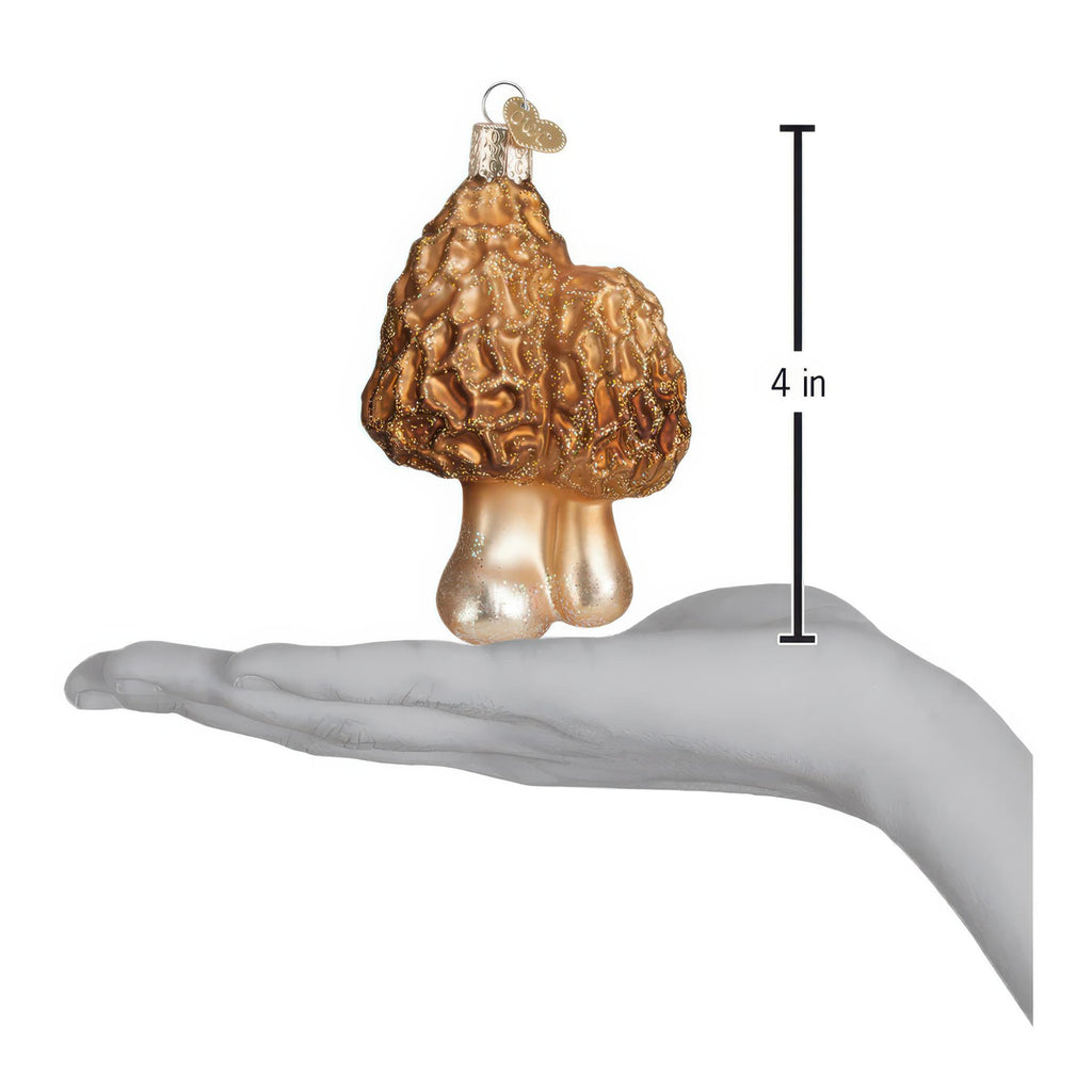 Dimensions of Morel Mushrooms Ornament.