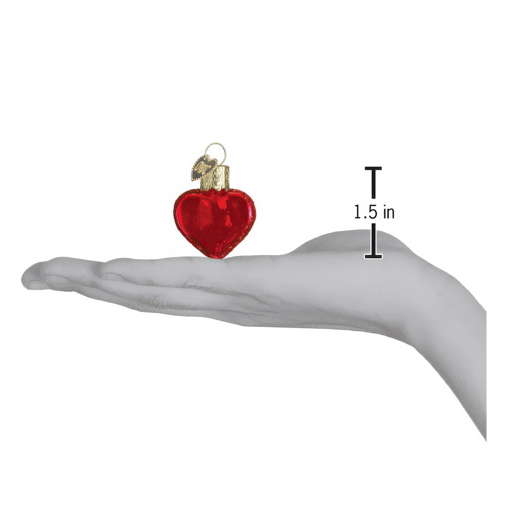 Dimensions of Small Red Heart Ornament.
