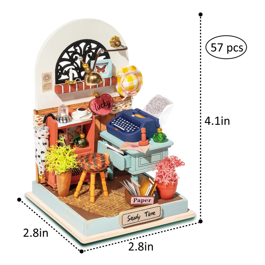 Dimensions of Study Time DIY Miniature House Kit.
