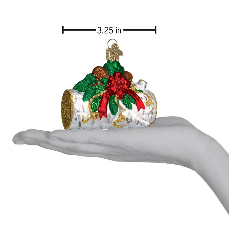 Dimensions of Yule Log Ornament.