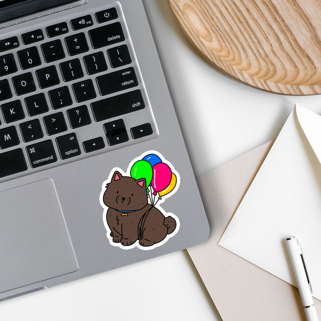 Dog & Balloons Sticker on computer.