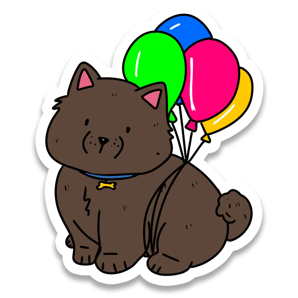 Dog & Balloons Sticker.
