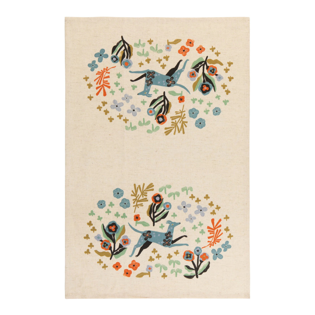 Dogwood Dishtowels Set of 2 with dog.