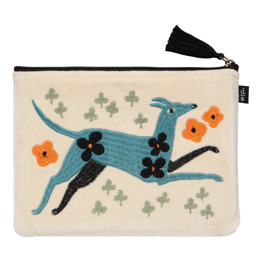 Dogwood Embroidered Flat Pouch.