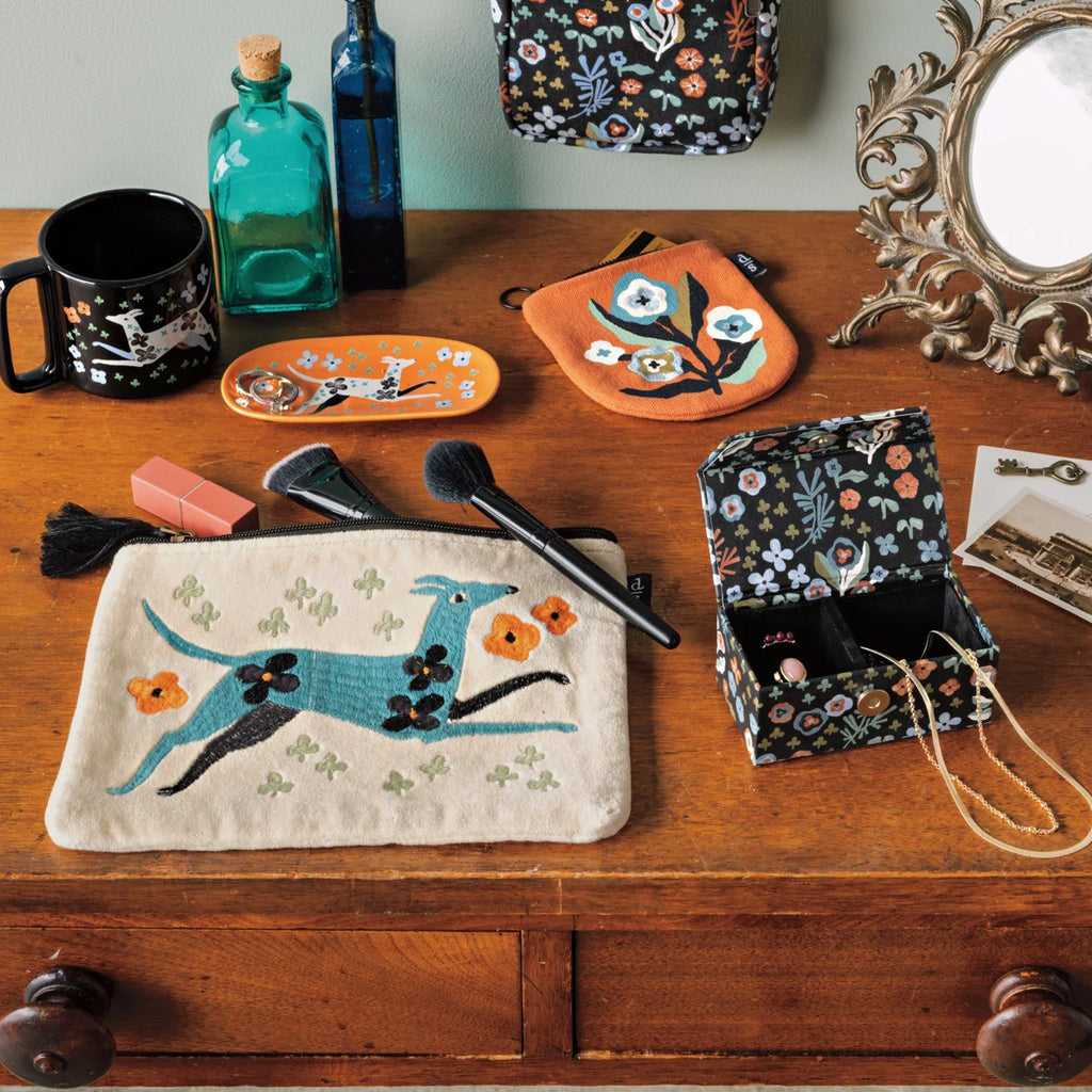 Dogwood Travel Jewelry Case on table.