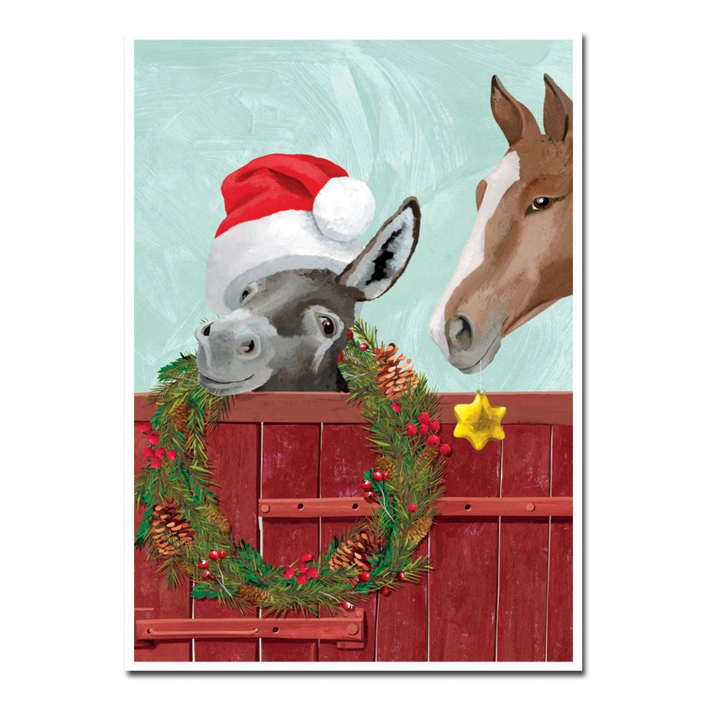 Donkey & Horse Holiday Card.