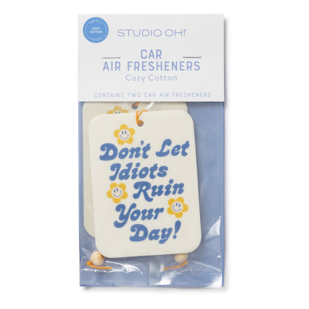 Don't Let Idiots Ruin Your Day Car Air Freshener packaging.