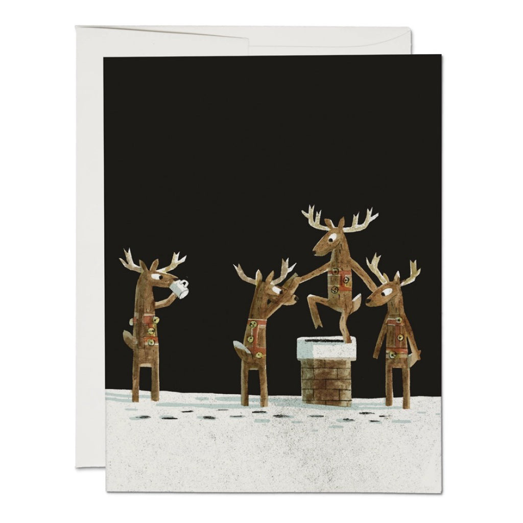 Down The Chimney Holiday Greeting Card.