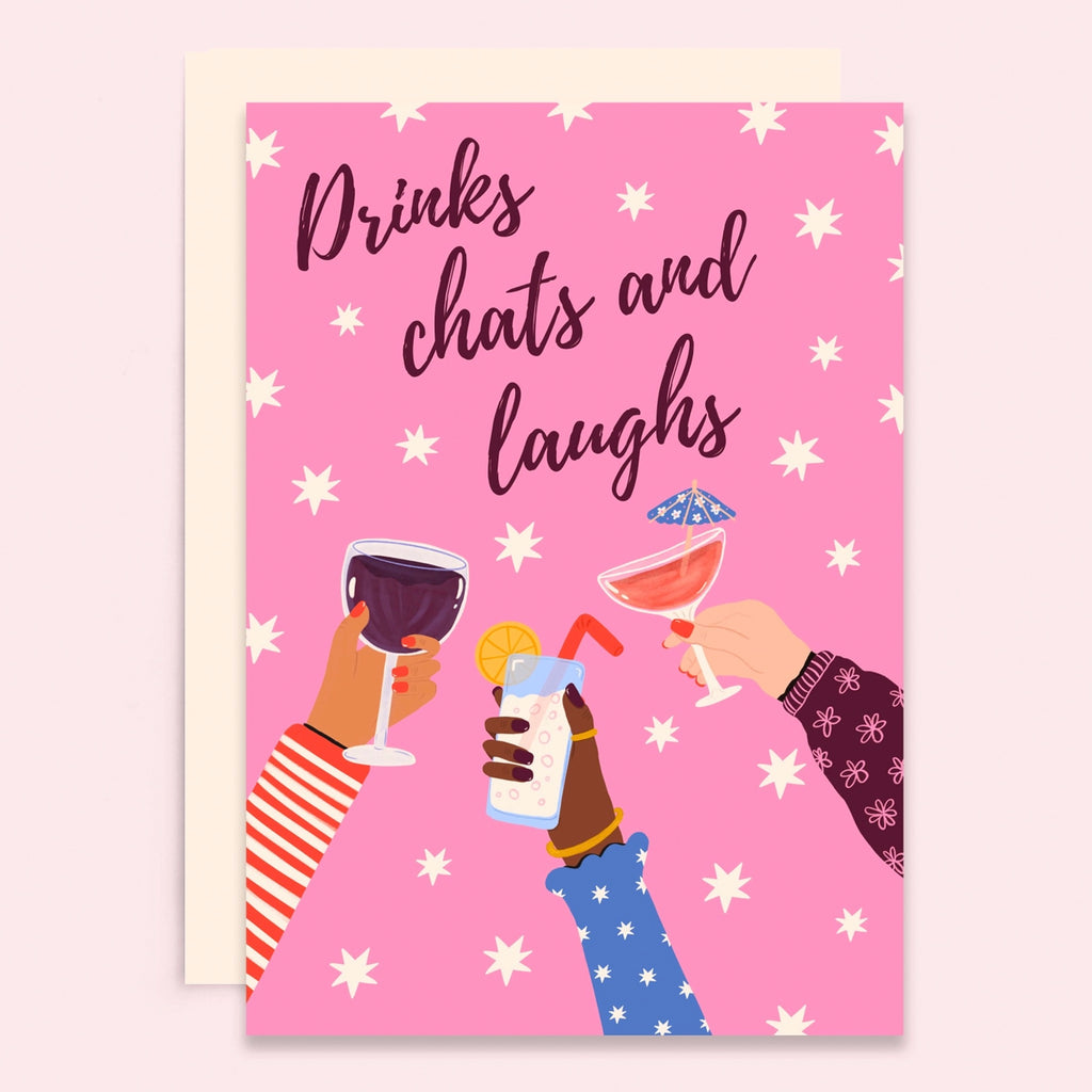 Drinks Chats Laughs Friendship Card.