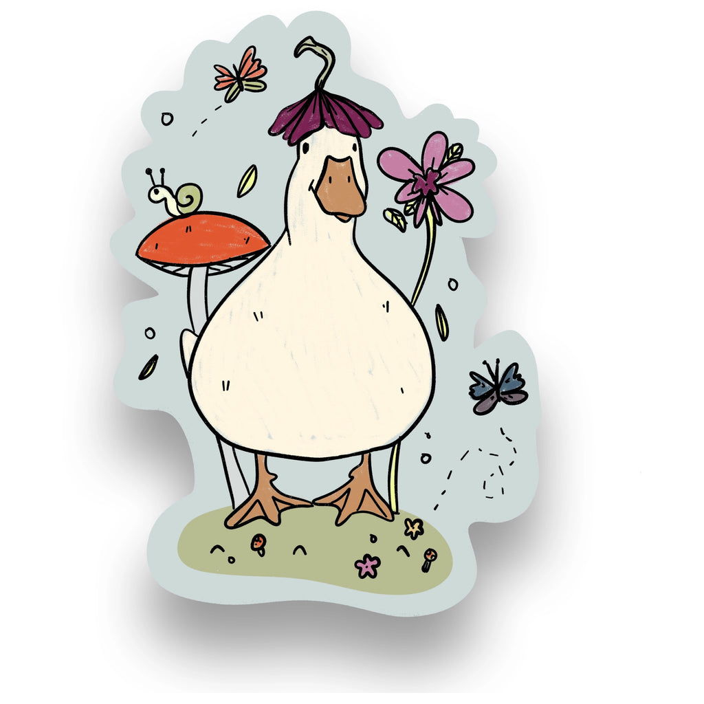 Duck With Flower Hat Sticker.
