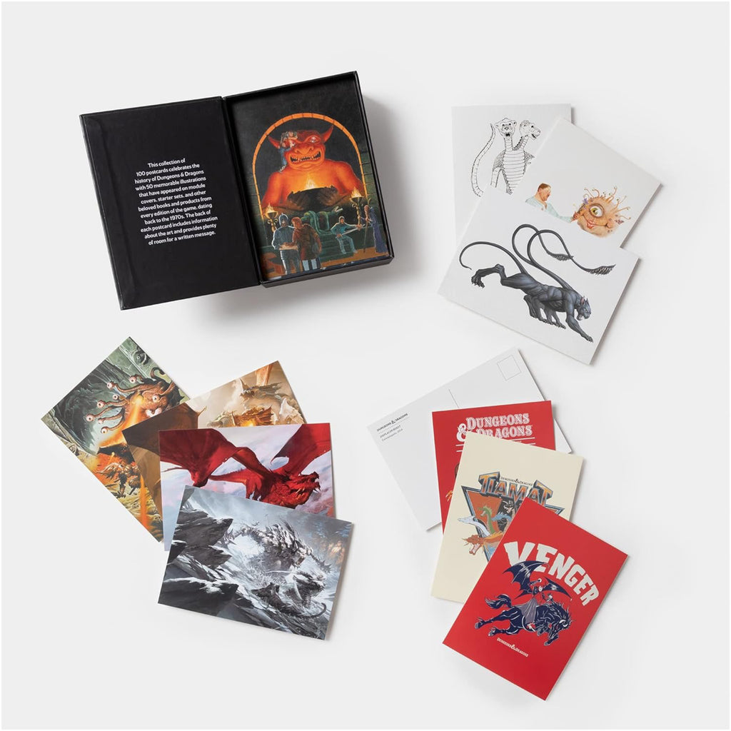 Dungeons & Dragons 100 Postcards: Archival Art From Every Edition contents.