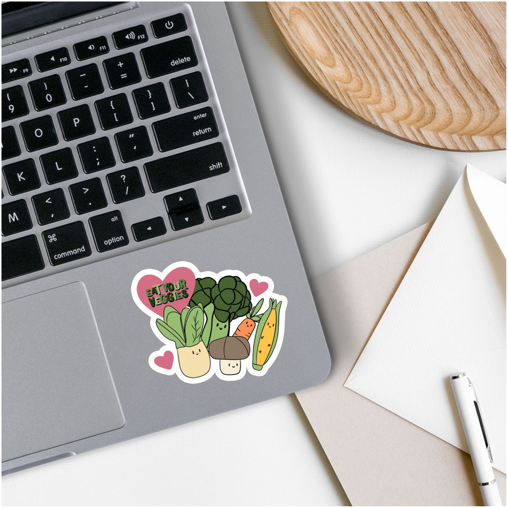 Eat Your Veggies Sticker on computer.