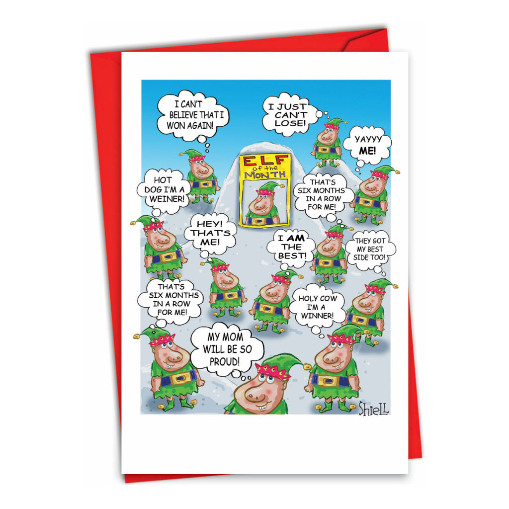 Elf Of The Month Christmas Card.
