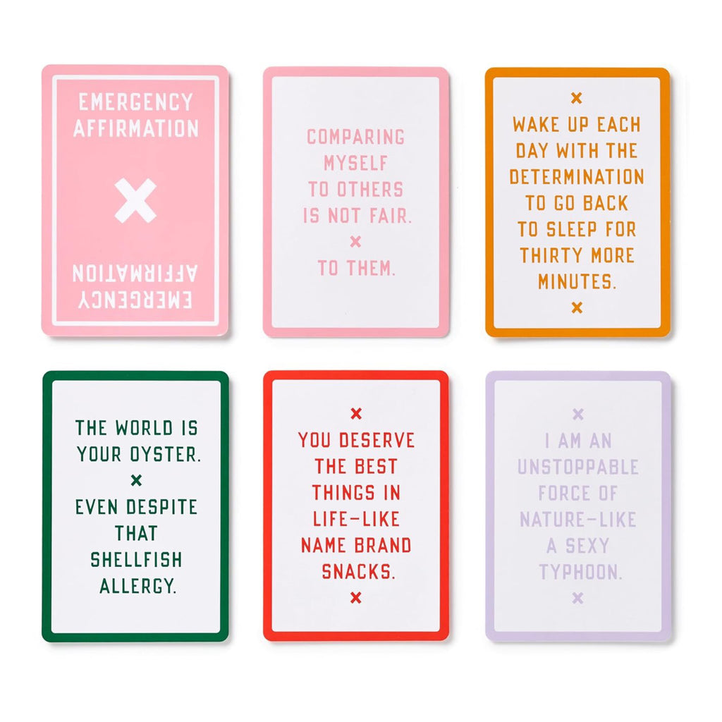 Emergency Affirmations for Exceptionally Stupid Days Card Deck - sample cards.