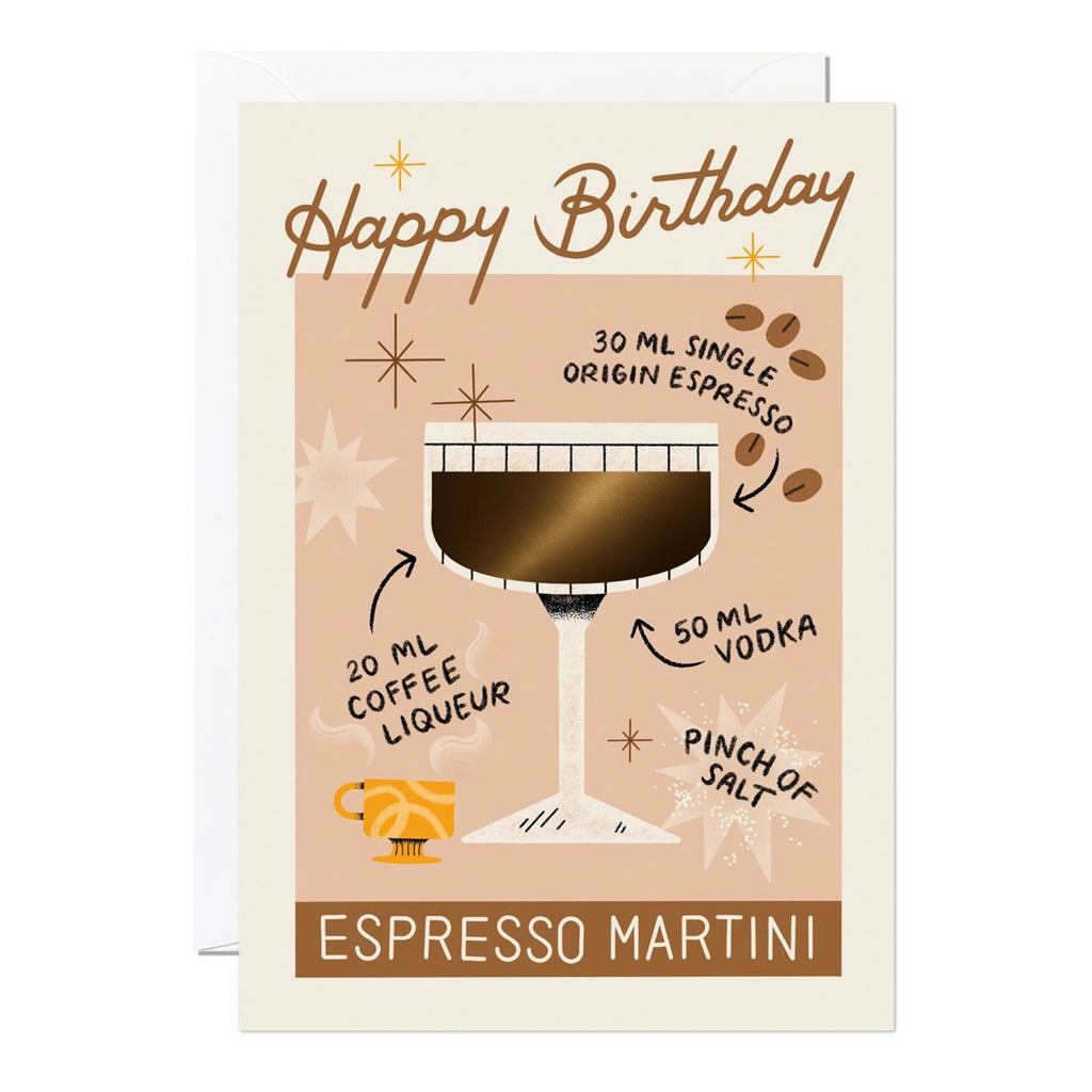 Espresso Martini Recipe Birthday Card.