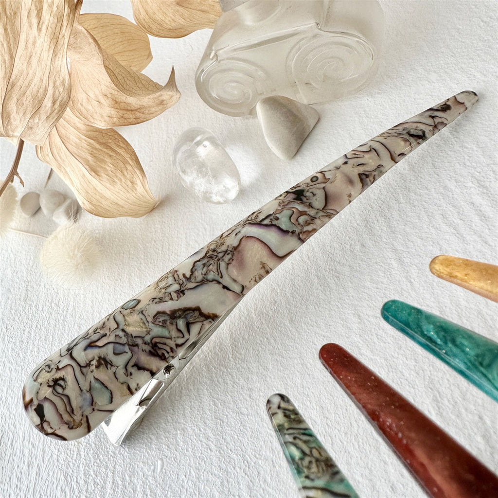 Extended Bird Beak Hair Clip White Shell.