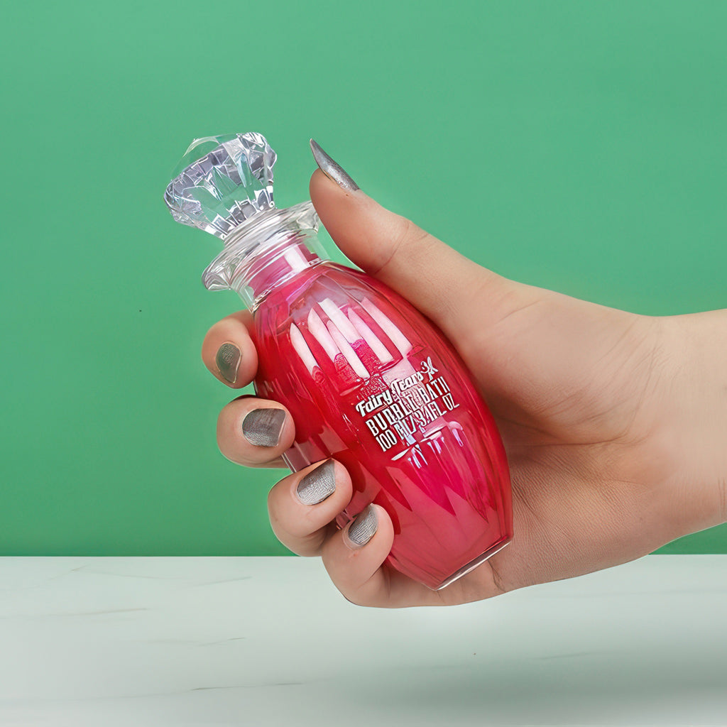 Fairy Tears Bubble Bath in hand.