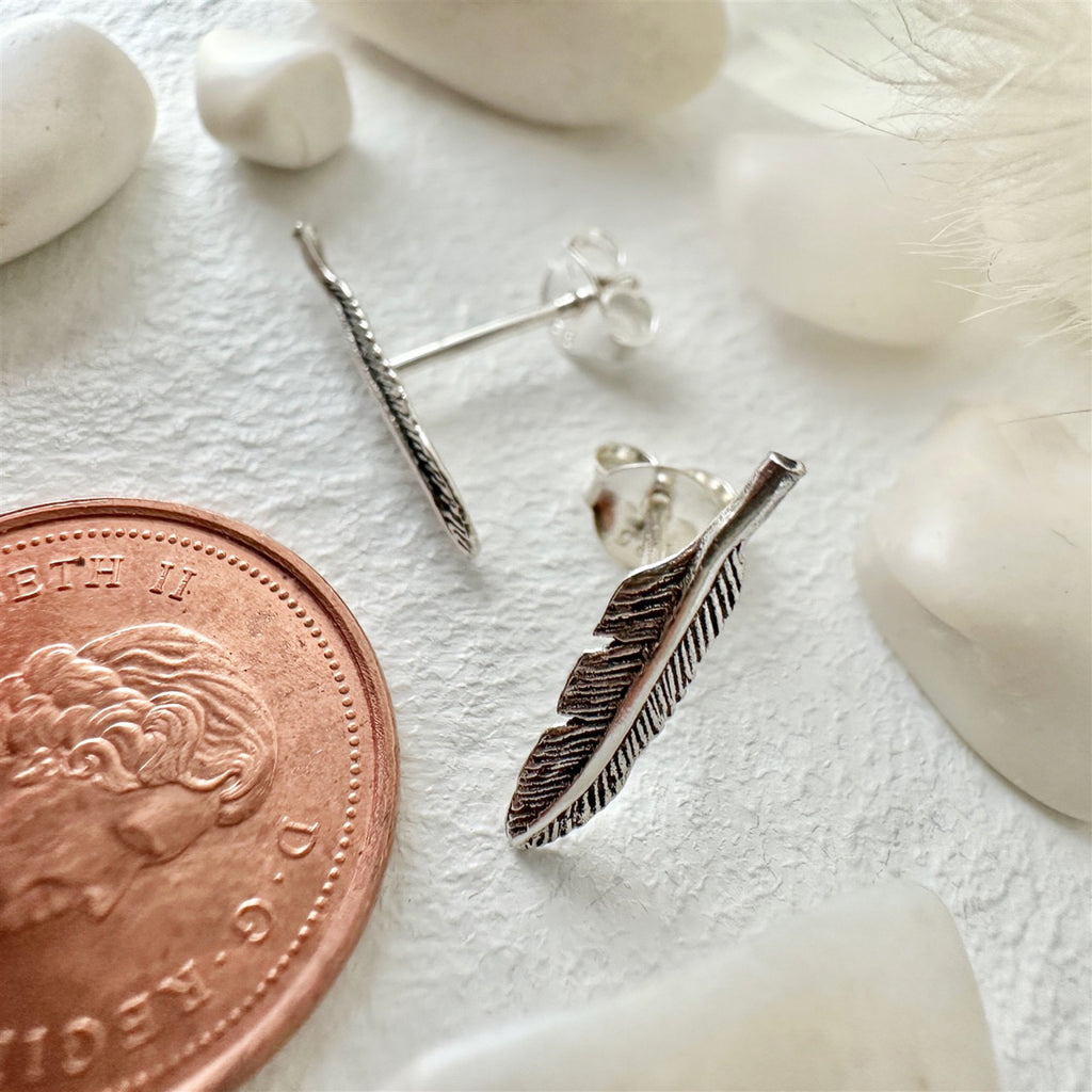 Feather Style Earring Sterling Silver with penny.