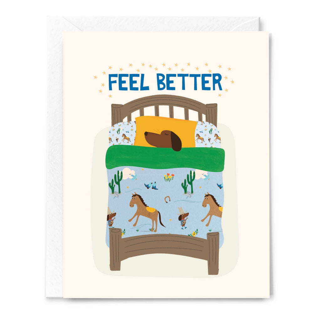 Feel Better Dog In Bed Card.