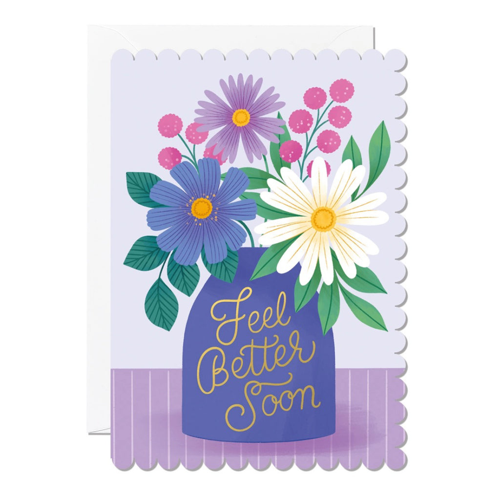 Feel Better Soon Vase Scalloped Card.