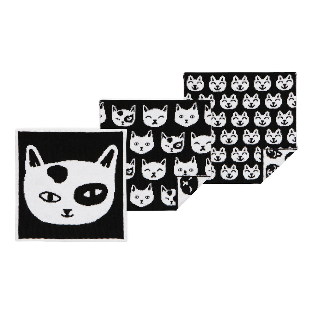 Feline Fine Knit Dishcloth Set of 3.