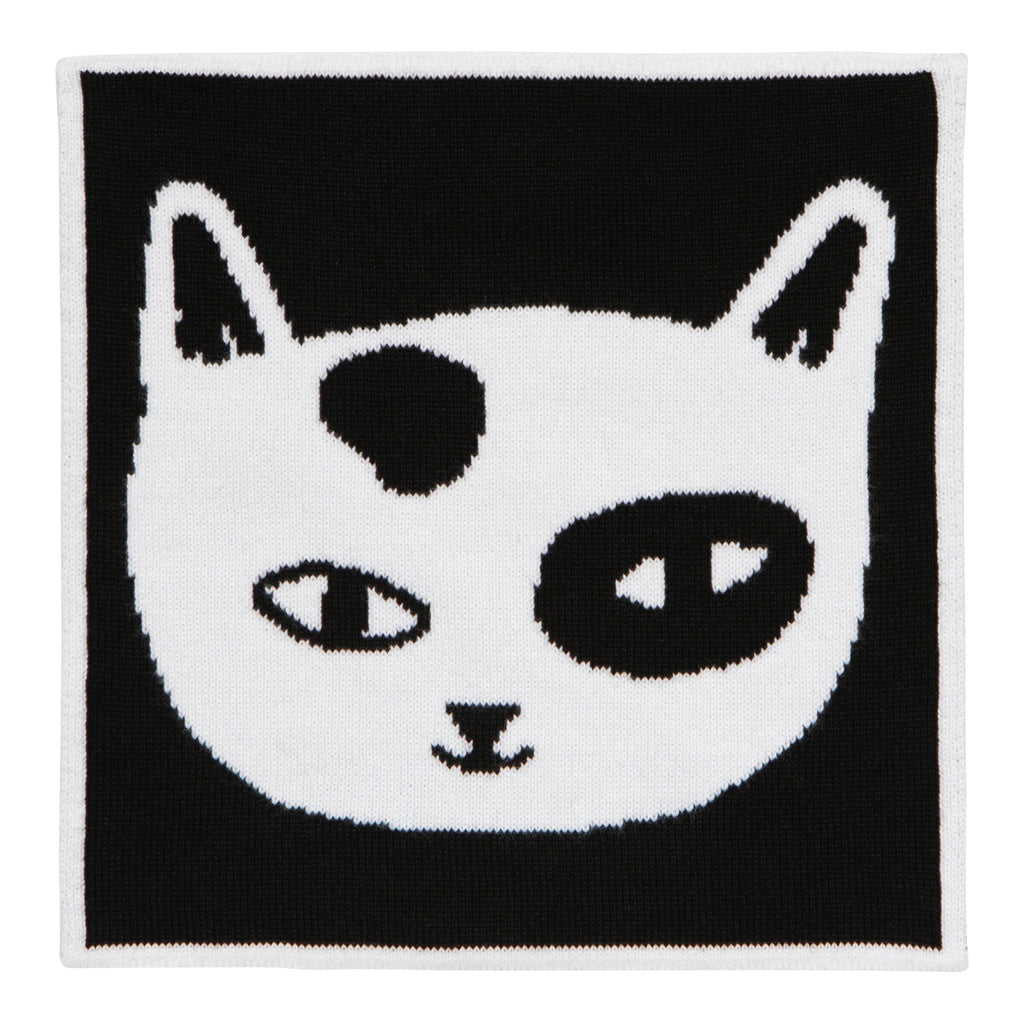 Feline Fine Knit Dishcloth with a single cat.