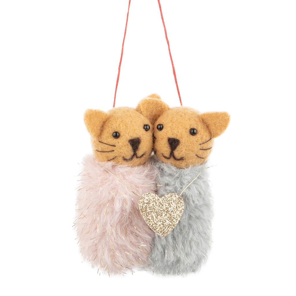 Felt Cat Couple Ornament.