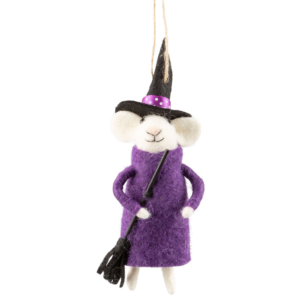 Felt Mouse In Witch Outfit Ornament.