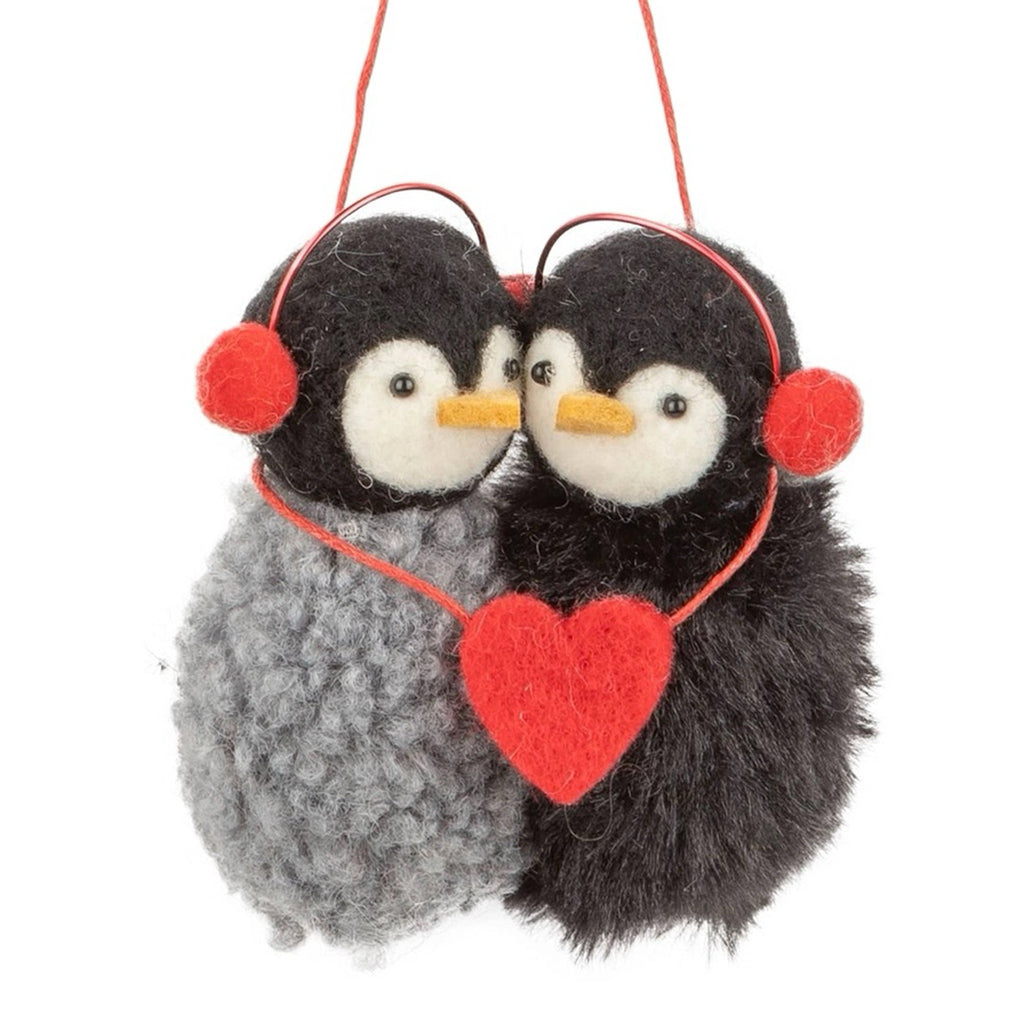 Felt Penguin Couple Ornament.